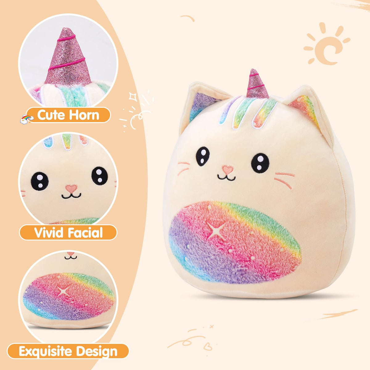 Athoinsu unicorn cat pillow horn detail for magical playtime