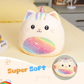 Athoinsu unicorn cat pillow with pastel rainbow belly for playful decor