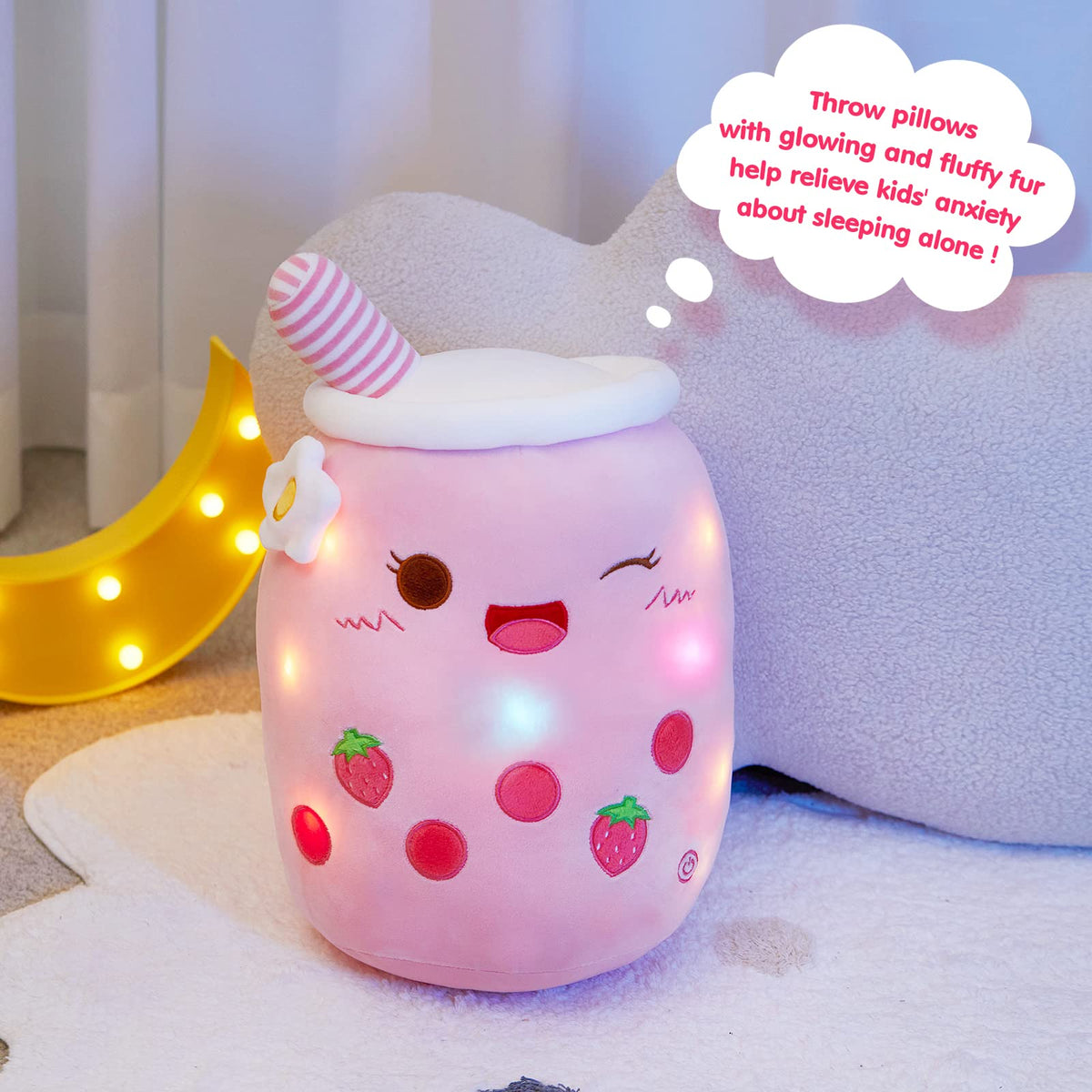 Athoinsu colorful LED boba plush doubles as charming decor piece