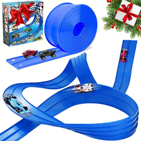 Atiger Flex Tracks blue starter set laid out on the floor for creative play