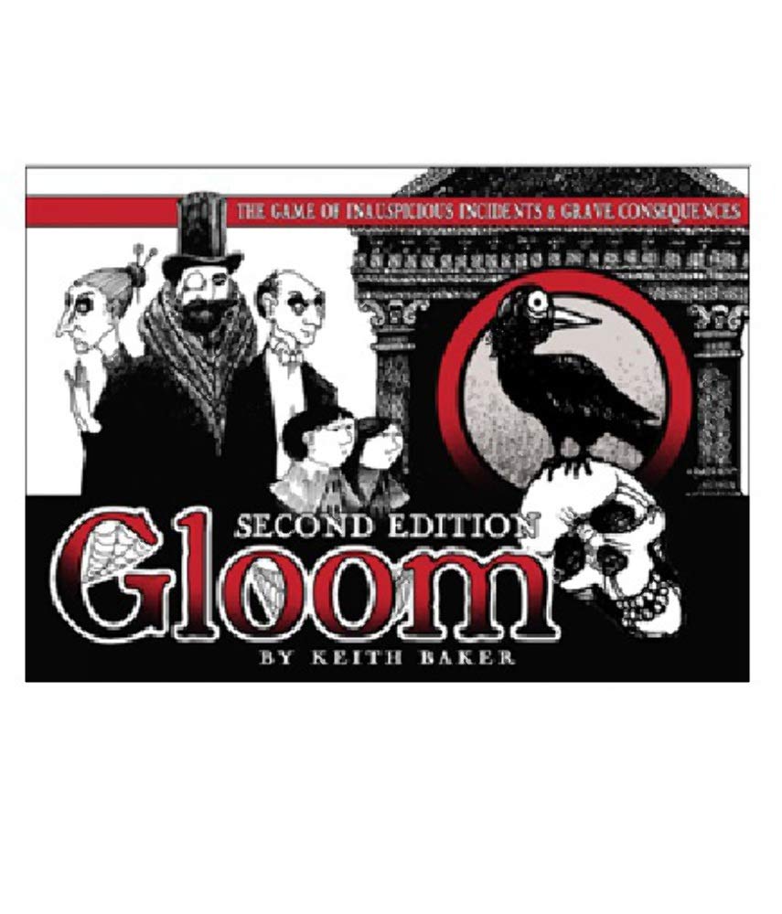 Atlas Games Gloom 2nd Edition card game cover highlights transparent cards for dramatic storytelling