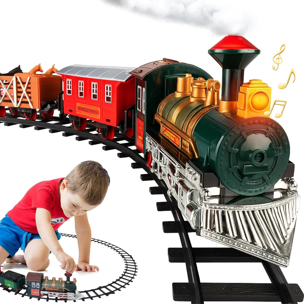 Atlasonix Arizona 1901 electric train locomotive with lights enhances imaginative play