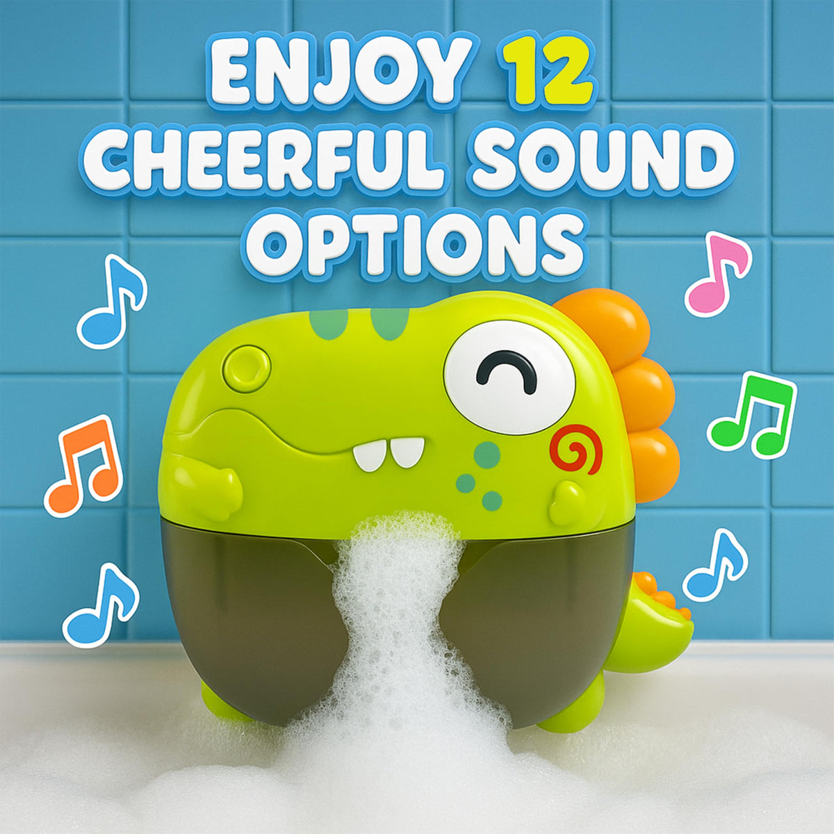 Atlasonix bubble machine lights up the bath with a soft glow.