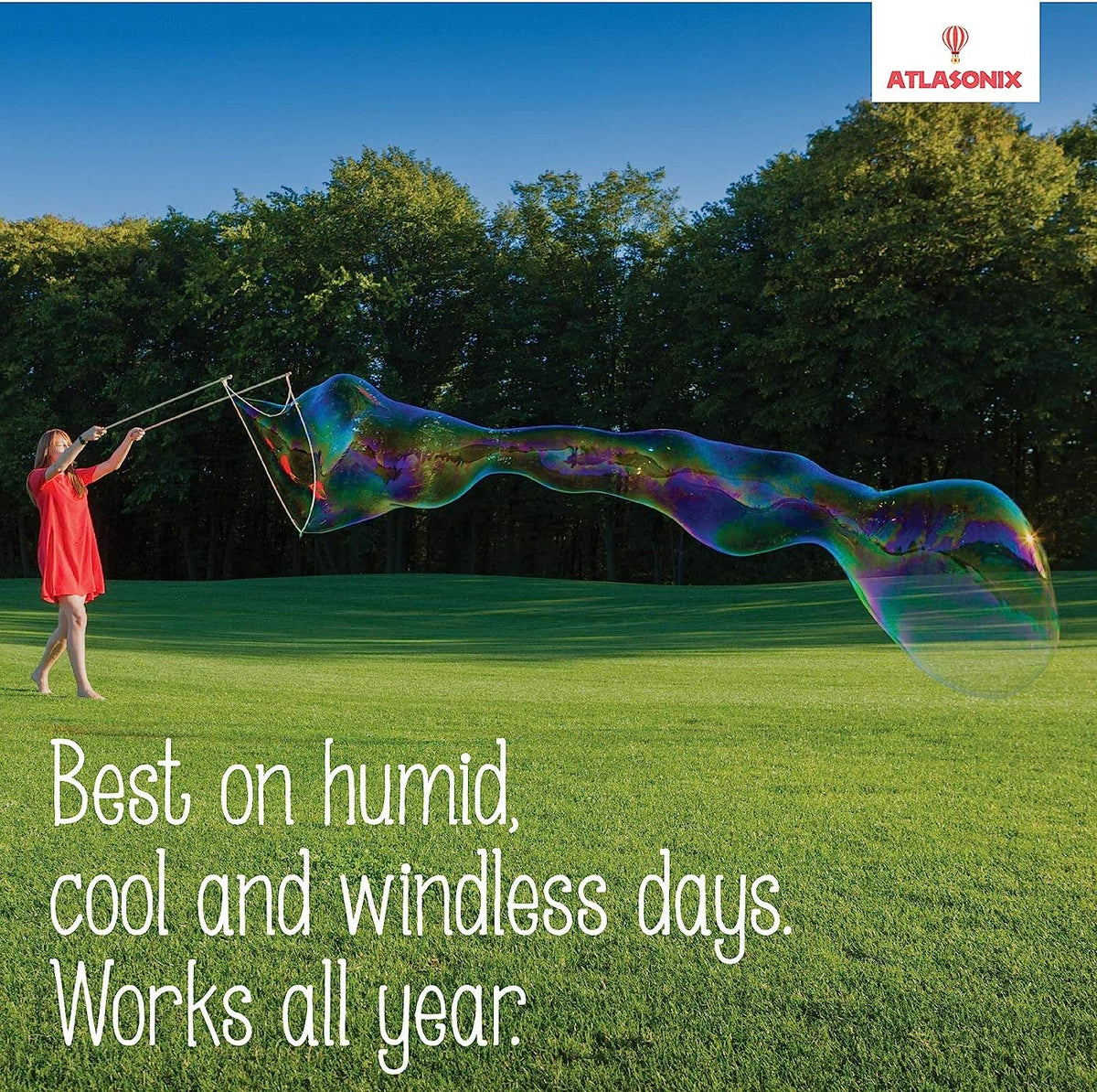 Atlasonix bubble play setup outdoors encourages imaginative exploration