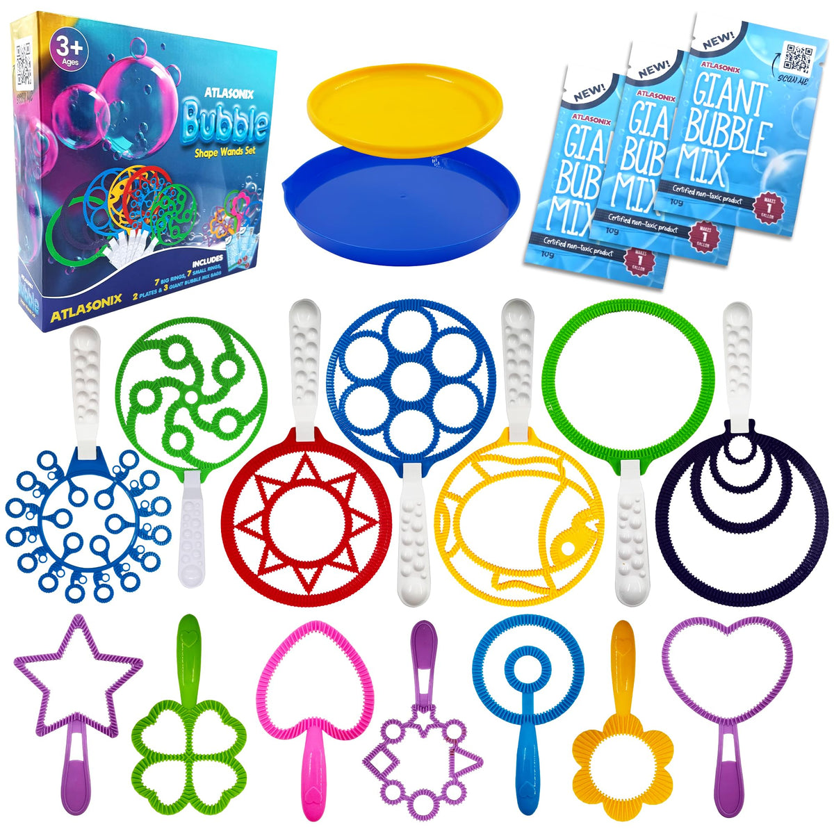 Atlasonix bubble wands with ring designs for hours of outdoor bubble fun