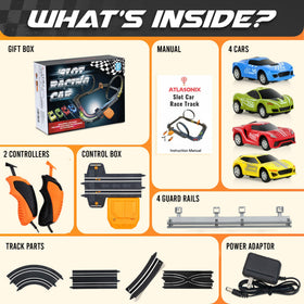 Atlasonix provides four 1:64 scale cars for quick, action-packed races