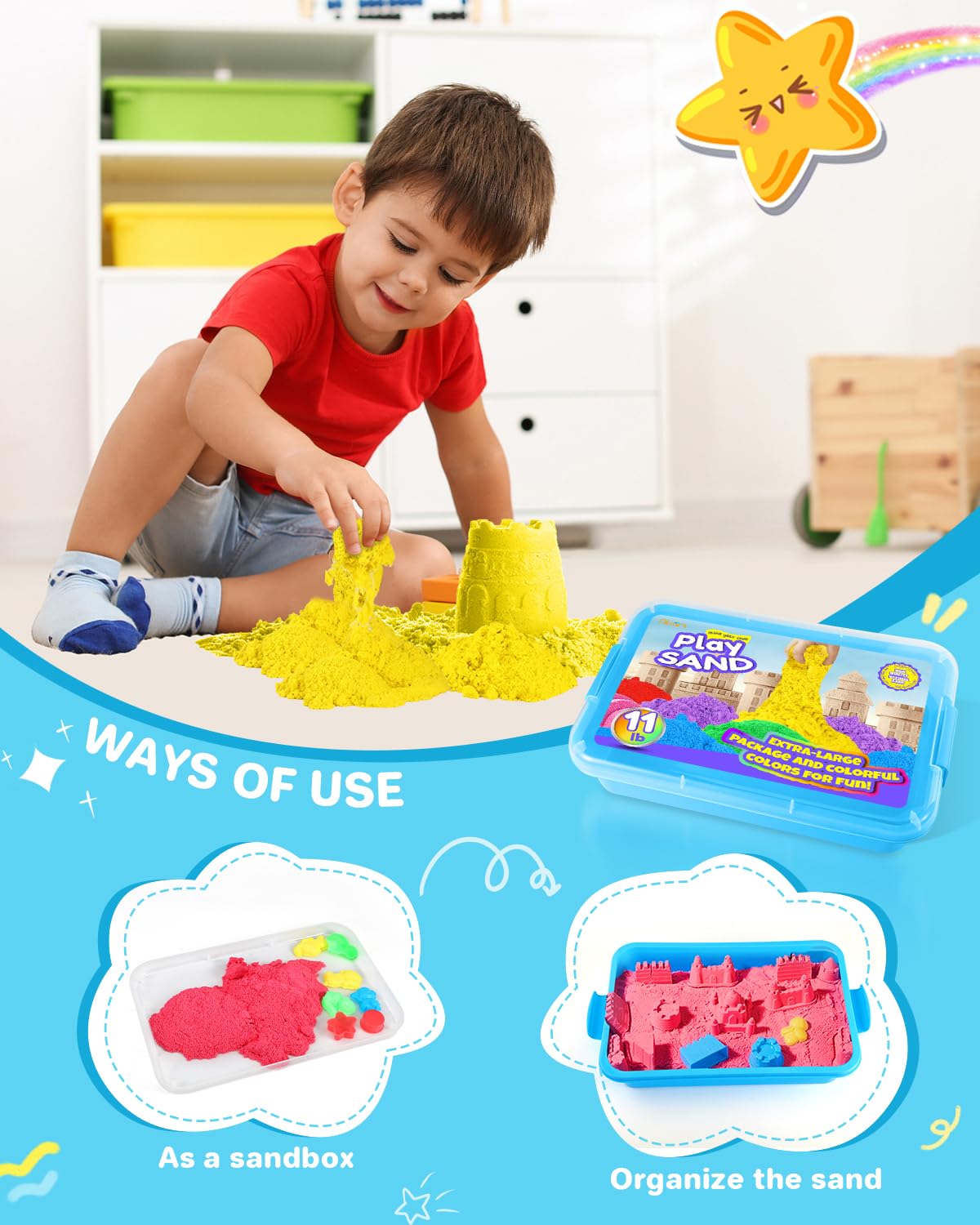 AtMini self-sealing bags keep colors organized for quick cleanup.
