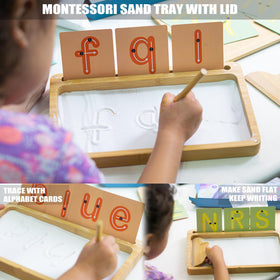 AtMini sand tray wooden scraper for precise sand writing and clean edges.