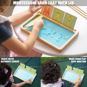 AtMini writing-in-sand tray offers tactile letter formation practice.