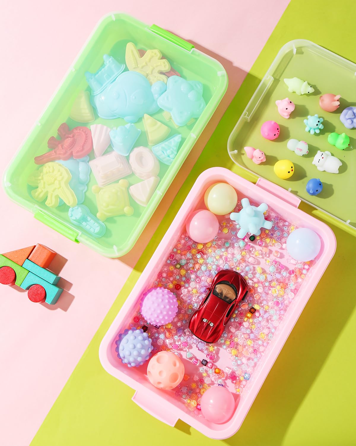 AtMini multi-use sensory bin for beads, puzzles, and small toys