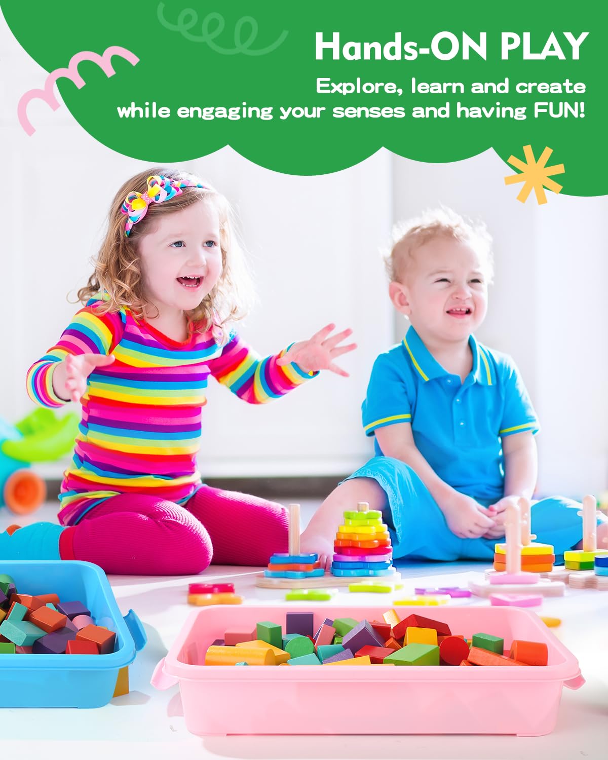 AtMini sensory bin with handle, convenient to move between rooms