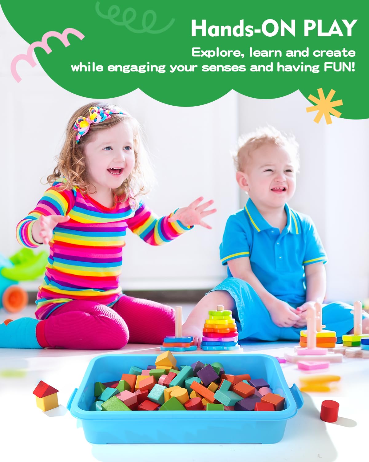 AtMini sensory bin sand tray portable handle for easy transport