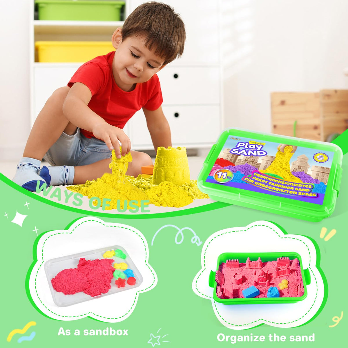 AtMini sensory tray included to simplify cleanup during play.
