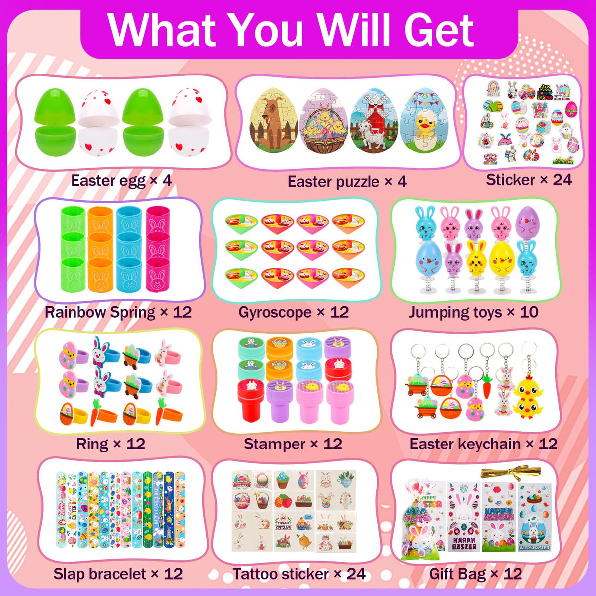 Atonofun colorful Easter eggs toy variety helps filling eggs with surprises.