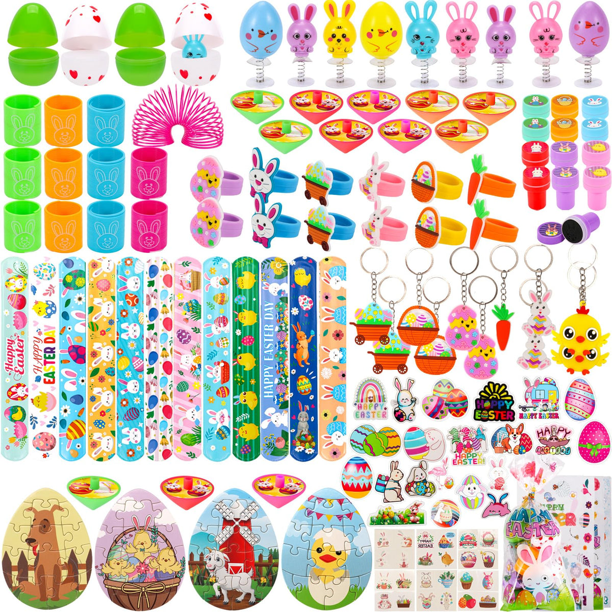 Atonofun Easter party favors collection enhances egg hunts with colorful toys.