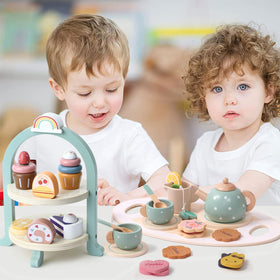 Atoylink wooden tea set milk jug and spoons in action
