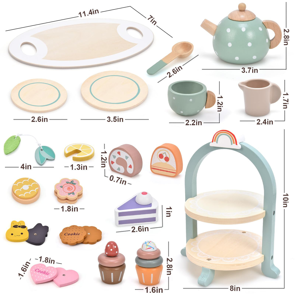 Atoylink wooden tea set play scene enhancing fine motor skills