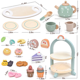 Atoylink wooden tea set play scene enhancing fine motor skills