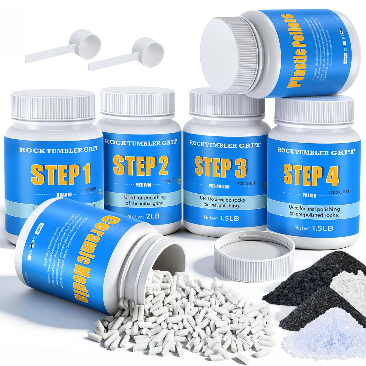 Atorock large 10lb grit kit for efficient rock polishing in home tumblers.