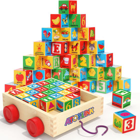Atoylink ABC blocks with alphabet letters for early learning and colorful stacking.