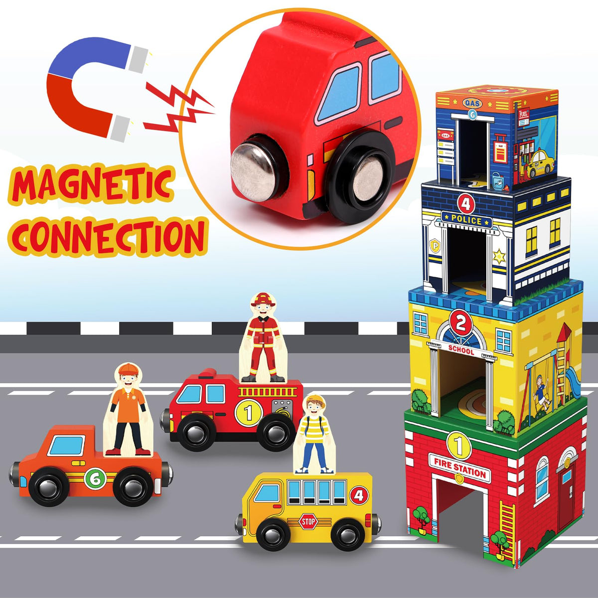 Atoylink colorful block tower encourages stacking and hand-eye coordination.