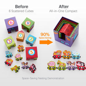 Atoylink farm cubes with numbered sides to learn numbers and sequences.