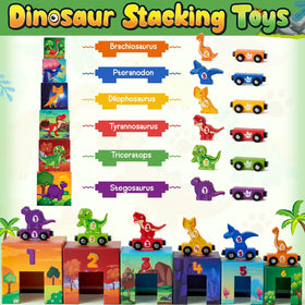 Atoylink magnetic wooden dinosaurs figures spark creative play and color matching