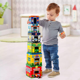 Atoylink figures and city vehicles connect with magnets for endless imaginative scenes.