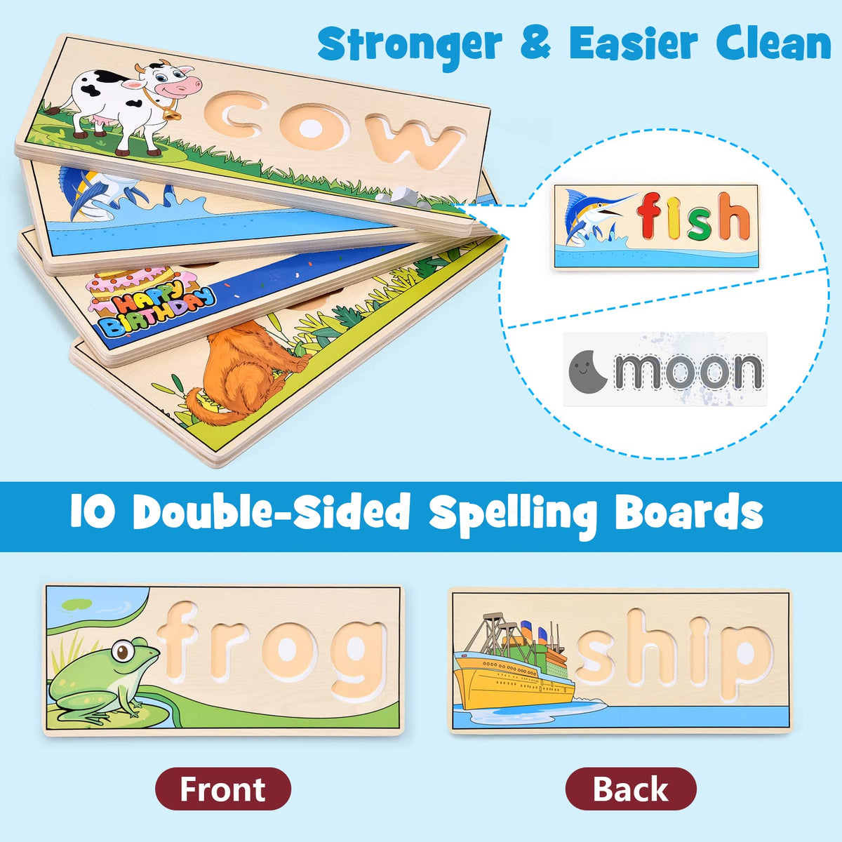 Atoylink phonics-friendly blocks promote early reading through letter blending play.