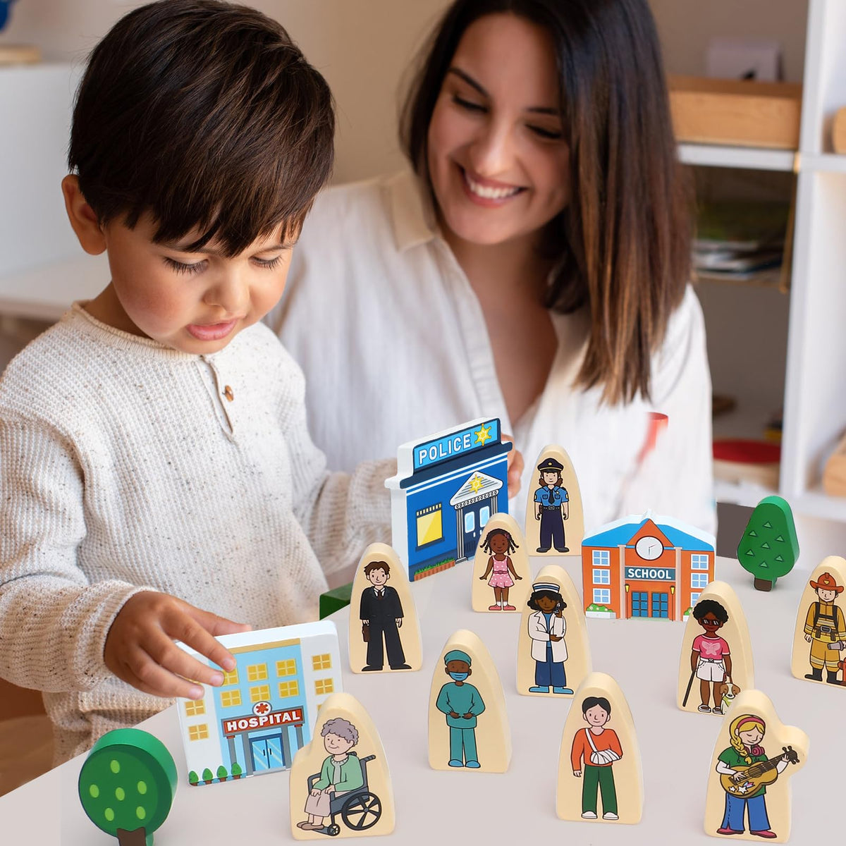 Atoylink safe edges ensure kid-friendly wooden toys during pretend play