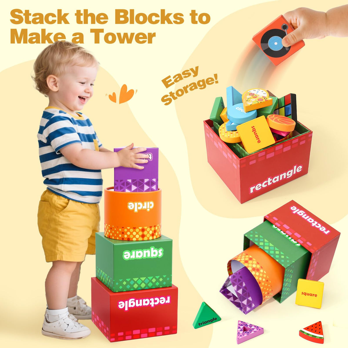 Atoylink square sorter supports stacking and enhances hand eye coordination