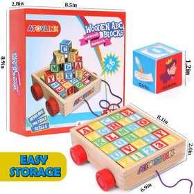 Atoylink smooth-edged wooden blocks ensure safe toddler play.