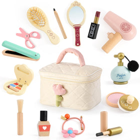 Atoylink wooden beauty salon accessories for pretend play and creativity.