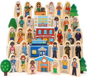 Atoylink wooden community helpers figures for imaginative play