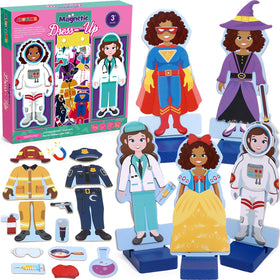 Atoylink wooden magnetic dress-up dolls for imaginative play and fine motor practice
