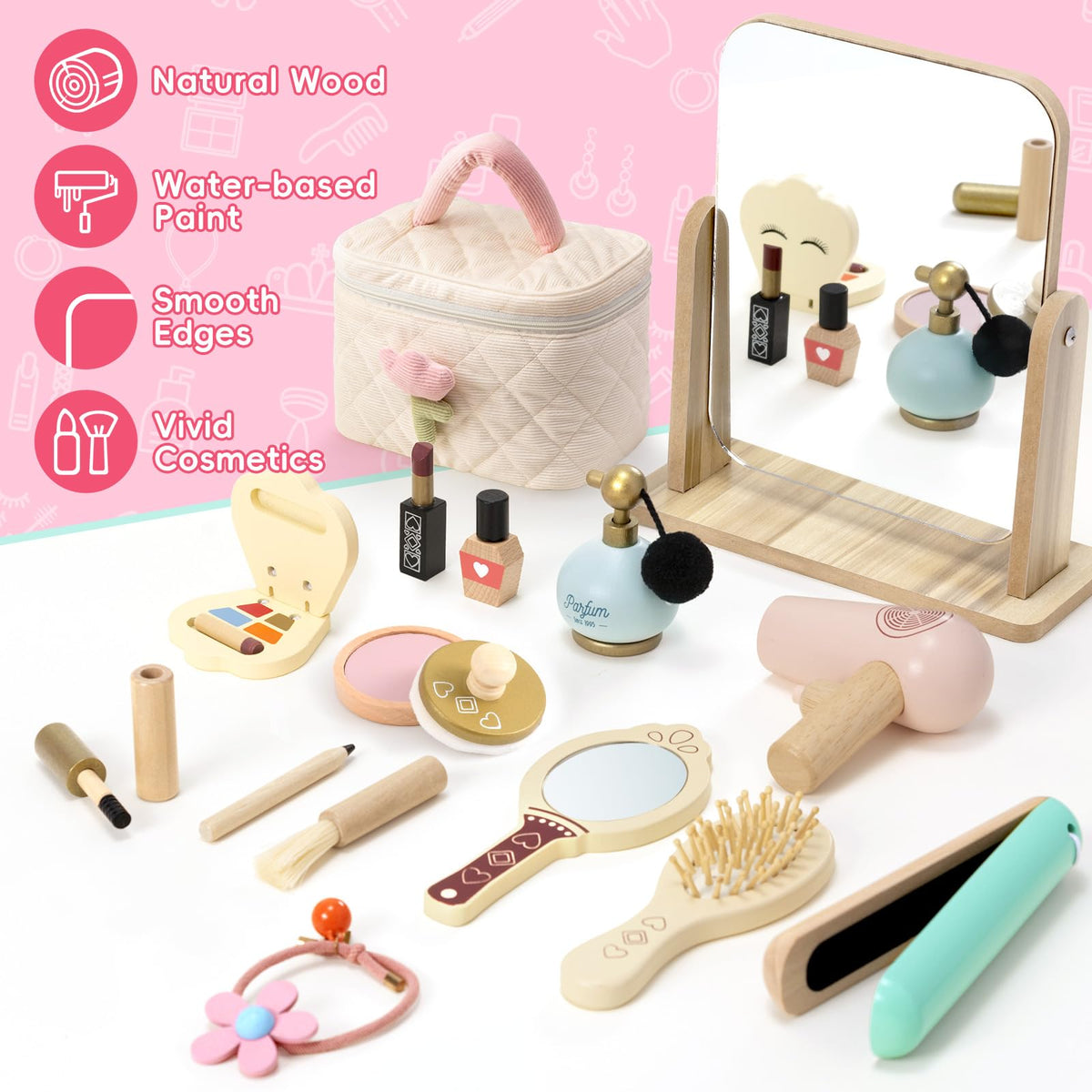 Atoylink wooden nail polish and lipstick set for tiny rituals.