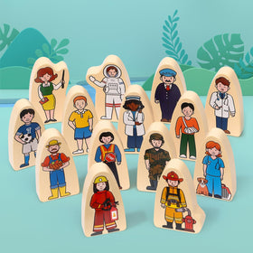 Atoylink wooden occupations blocks support pretend play and early learning