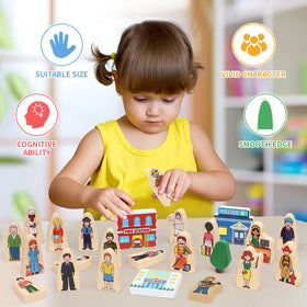 Atoylink wooden police and fire station play encourages civic-role exploration