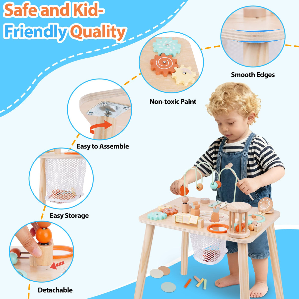 ATOYUS 13-in-1 activity table clock game builds time recognition through interactive learning