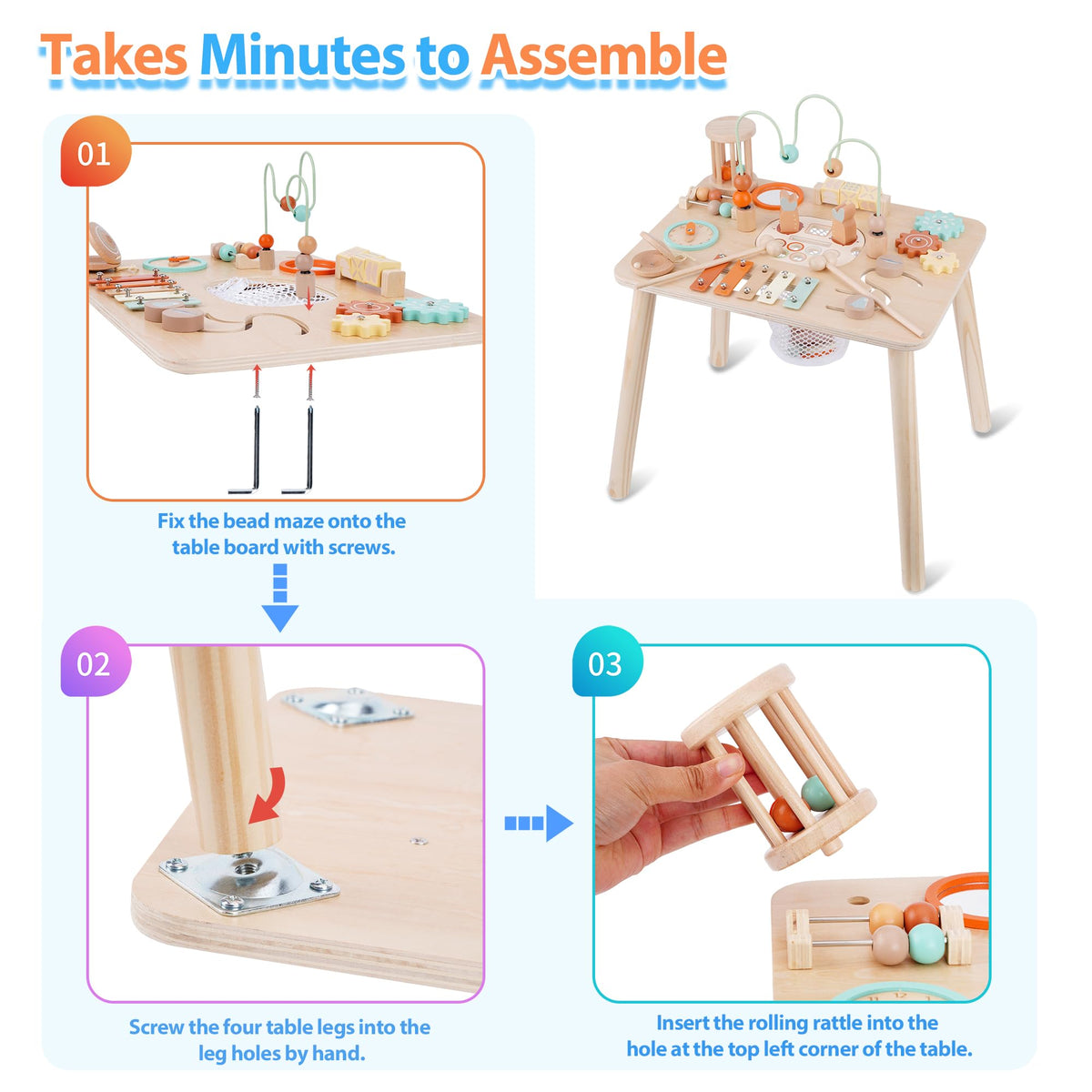 ATOYUS 13-in-1 activity table counting beads supports early numeracy skills