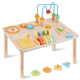 ATOYUS wooden activity table bead maze enhances fine motor skills.