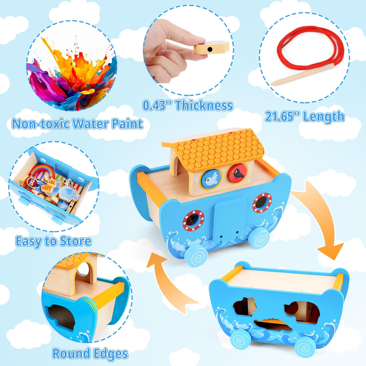 AToyUS rainbow, ladder and rope add colorful, interactive exploration during play.