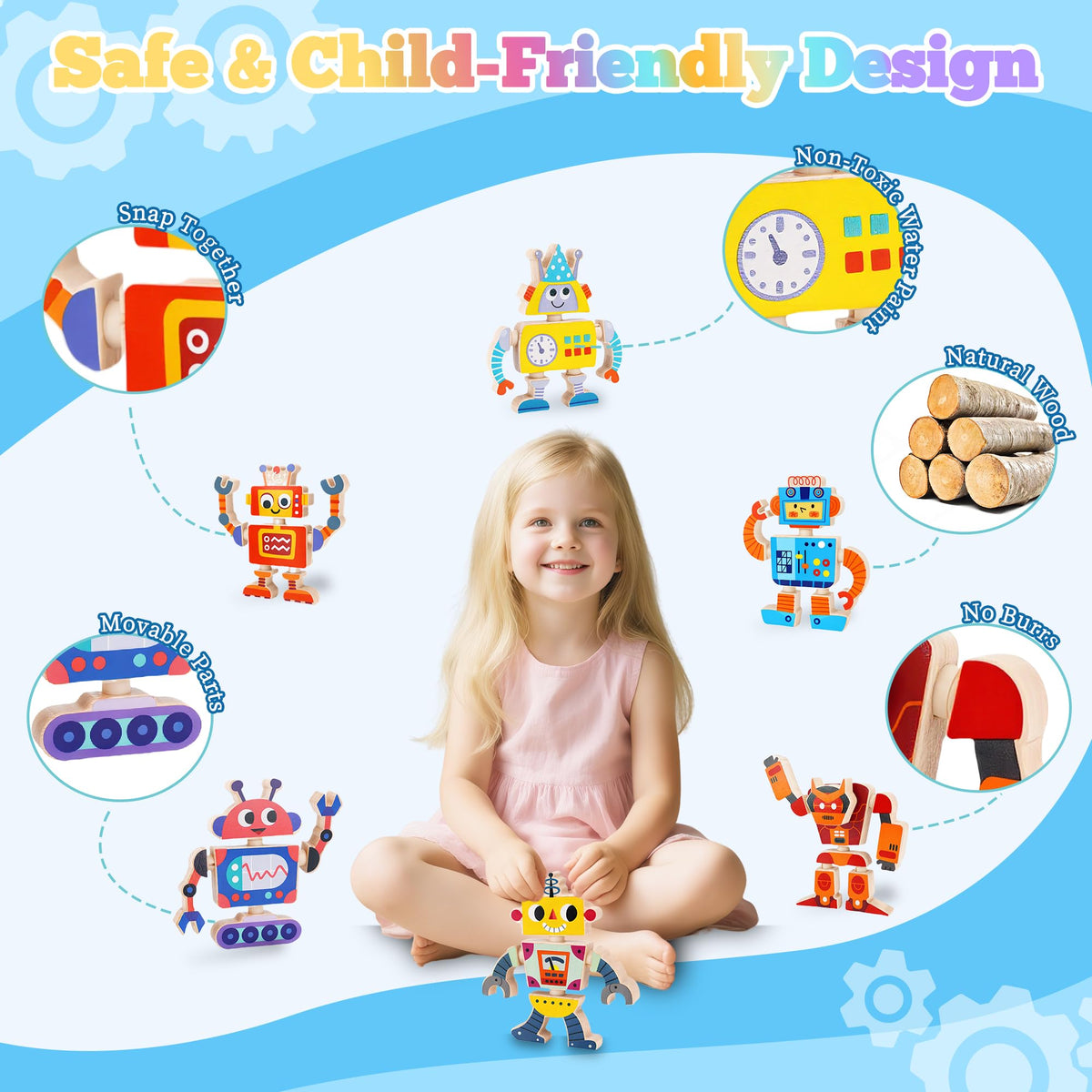 Rounded edges ensure safe handling on ATOYUS wooden toy