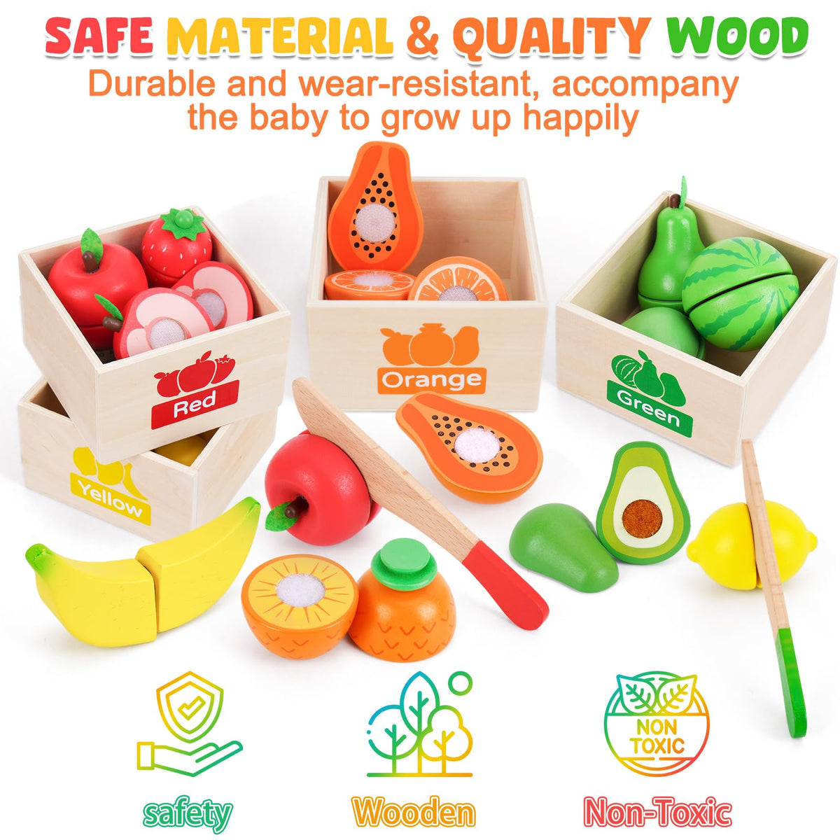 ATOYUS fruit toy storage boxes keep play area organized.