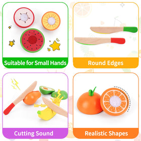 ATOYUS wooden fruits for imaginative play and early language skills.