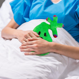 Attatoy Gallbladder Plush stitching closeup shows durable construction.