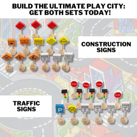 Attatoy Wooden Signs detailed close-up shows quality finish for kids' road scenes