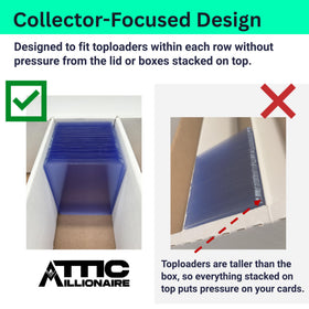 Attic Millionaire stacked boxes illustrate space-saving organization