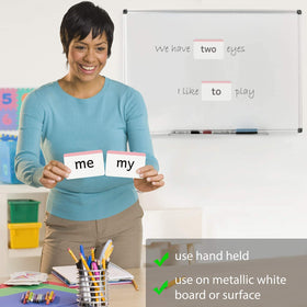 Attractivia Pre-K sight words flash cards close-up letters emphasize character shapes to aid recognition.