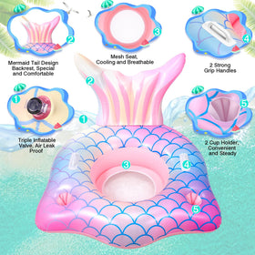 Auanvel mermaid pool float features a 3-in-1 valve for quick inflation